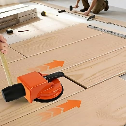 Upgraded Heavy Duty Floor Gap Fixer Tool, Enhanced Vacuum Suction Cup，Strong Suction Cup Laminate Flooring Gap Closer, Iron Base Repair Kit for Wood, Vinyl, Tile Floors (Black+Rubber Mallet)