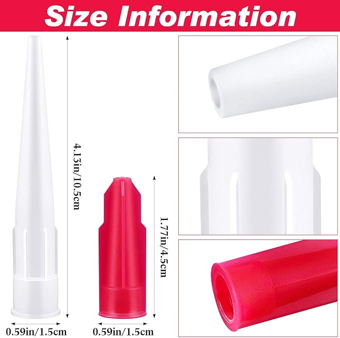 40 Pieces Caulk Extension Nozzle Plastic Nozzles Caulk Gun Replacement Saving Cover Applicator Replacement Extension Tool Supplies Applied in The Construction