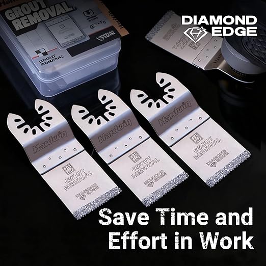 5-Pack Diamond Oscillating Multi Tool Blades, Universal Fit Diamond Grit Saw Blades for Grout Removal, Mortar Cleaning and Soft Tile Cut, Flush Cutting Multi-Tool Accessories, 1-2/5"