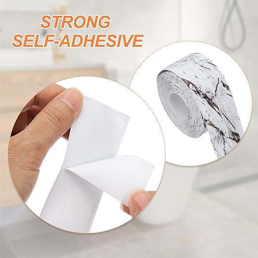 PATIKIL Caulk Tape Waterproof Self Adhesive, PVC Toilet Caulking Sealant Strip Bathtub Caulk Sealing Strip Tape for Bathroom Kitchen Countertop, Ink Stone Pattern (1.5 Inch x 16.4 Ft)
