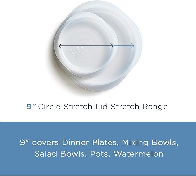 Stasher Premium Reusable Silicone Stretch Lids, Clear, 3pk of 9” Lids, Airtight Seal, Food Container Covers, BPA Free, Leak-free, Dishwasher Safe, Microwave Safe, Eco-Friendly