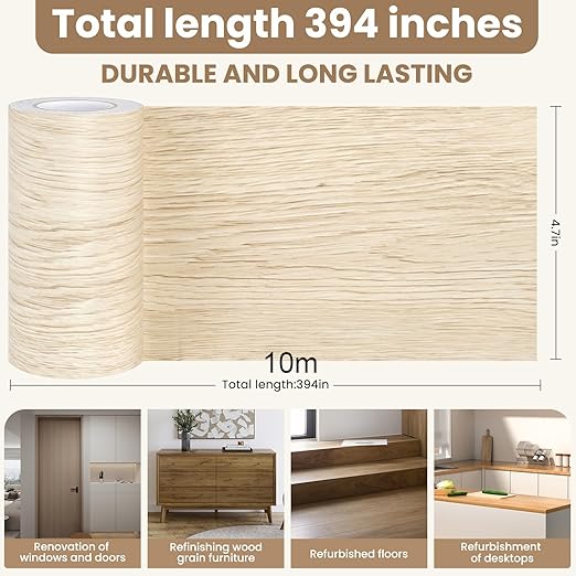 Wood Grain Repair Tape, 4.7 inch X 32ft Self Adhesive Grain Repair Patch for Tables, Chairs, Baseboards, Doors, Windows, Floors, Handicraft DIY.