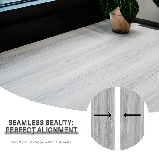 Wood Grain Peel and Stick Floor Tiles – 11.8” Width, Full Roll Length of 590" – Versatile Design for Any Space, Light Color Self Adhesive Vinyl Flooring, Waterproof and Non-Slip Features