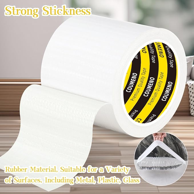Duct Tape White,2in x 16.4FT, Heavy Duty Industrial Grade Gaffer Tape 280μm, Waterproof Hand Tearable Repair Tape for Sealing, Bundling, Patching, Indoor & Outdoor Use