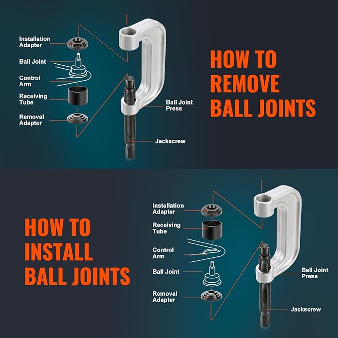 VEVOR Ball Joint Press Kit, 23 pcsTool Kit, C-Press Ball Joint Removal and Install Tools, for Most 2WD and 4WD Cars, Including 2-9/64 Inch,1-59/64 Inch Ball Joint Sockets Compatible with Chrysle