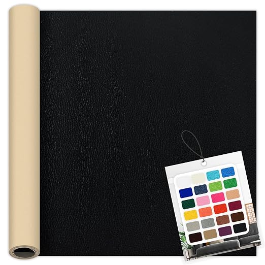 Black Leather Repair Patch, 39.3 x 19.6 Inch Self Adhesive Leather Repair Tape, Large Vinyl Leather Repair Kit for Furniture, Car Seats, Sofats, Couch, Office Chair