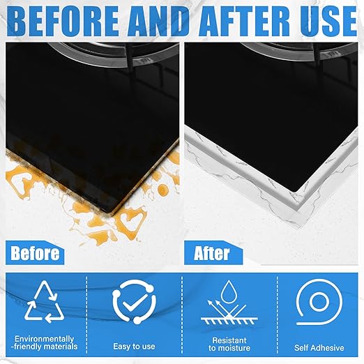 Frienda Marble Caulk Tape 10.5' x 1.5'' Waterproof Self Adhesive Caulk Strip Bathtub Sealant Tape Sealing Strip Oil Proof Bathroom Sealant for Kitchen Floor Wall Edge Protector(PE)