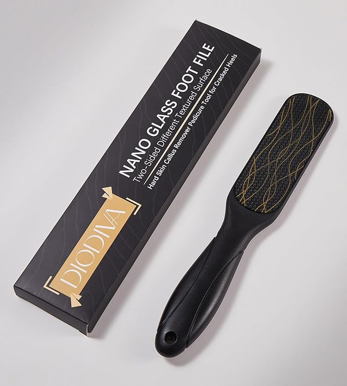 Nano Glass Foot File, Double-Sided Foot Callus Remover Feet Scrubber Hard & Dead Skin Hygienic Pedicure Tool in Shower Heel Scraper for Cracked Heels Smooth Feet Care Lima para Los pies (Black)