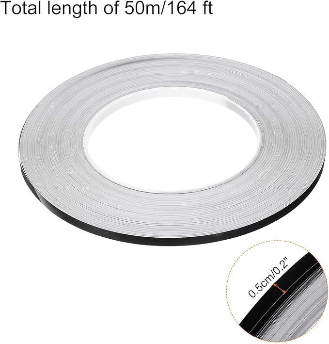 HARFINGTON 2Pcs Floor Tiles Black Foil Lines Metallic Mirror Tape 0.2" x164 Ft Self Adhesive Decor Floor Wall Seam Sticker Waterproof Gap Sealing Tape for Kitchen Bathroom Cabinet