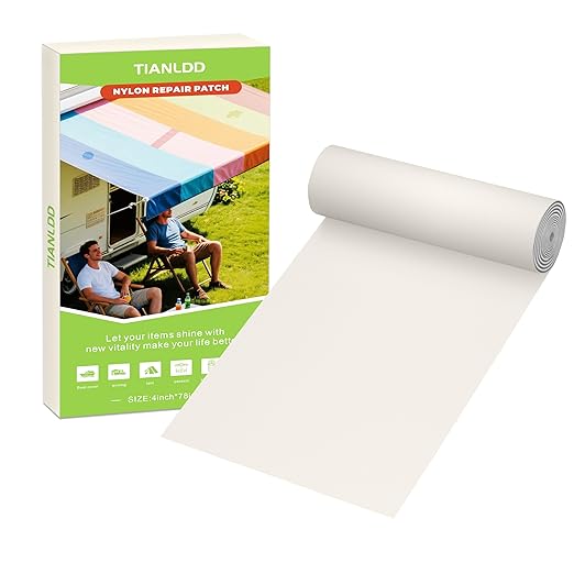 TIANLDD 4x78in Waterproof Repair Tape for Boat Covers,Tents,Tarp,RV Awning，Fabric Repair Tape(White)