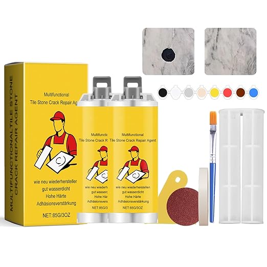 Quick-Drying Tile Repair Glue, Multifunctional Tile Stone Crack Repair Kit, Tile Repair kit for Ceramic Porcelain Floor Wall Tile Repair (2)