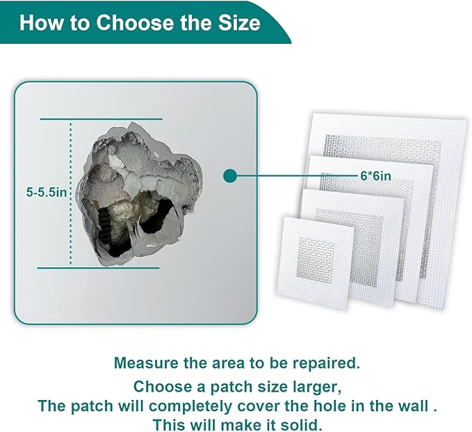 WYIRONG 19 Pack Drywall Repair Kit for Large Holes, 2/4/6/8 Inch Dry Wall Patch Kits for Erase a Small Nail Hole, Plaster Wall Patching Self Adhesive Aluminum Mesh with Scraper and Sandpaper