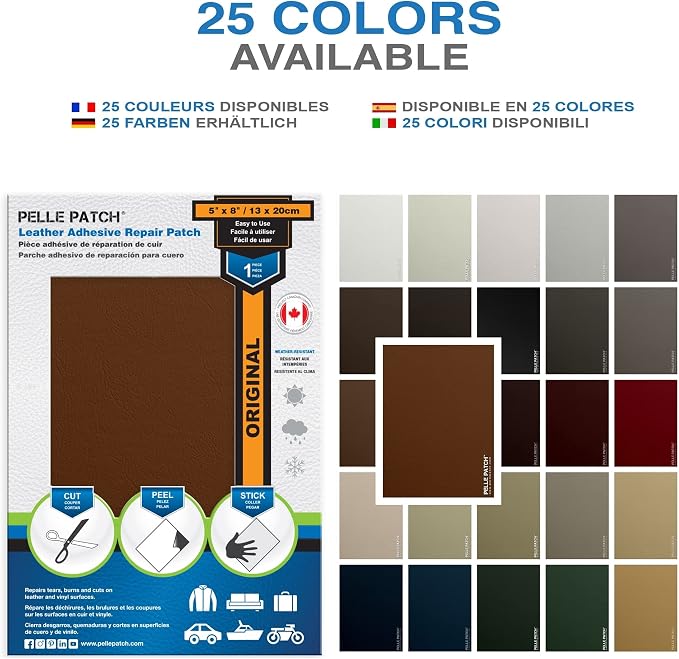 Vinyl Leather Repair Kit - 25 Colors Available - Original 5x8 - Tan