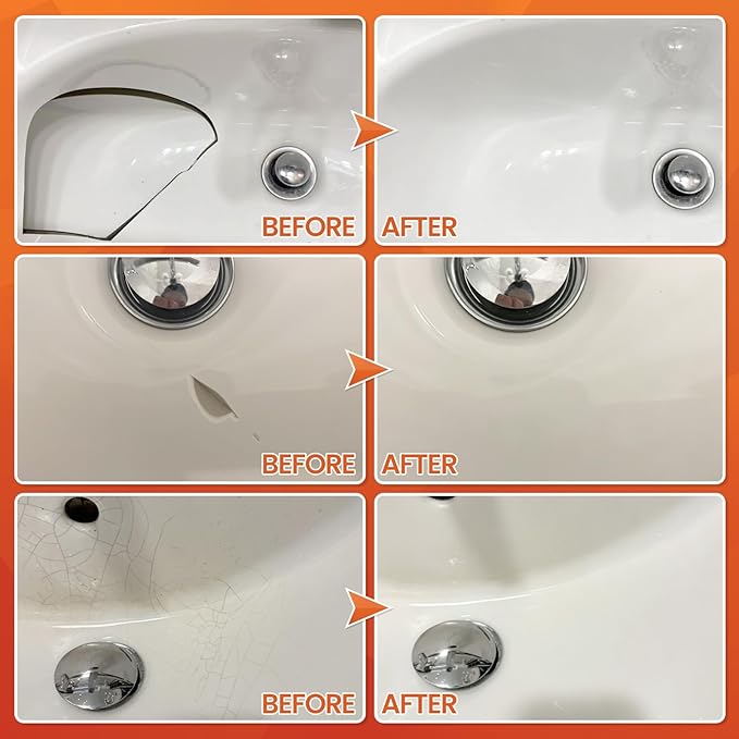 Porcelain Repair Kit White, High-Gloss Chipped Sink & Tile Repair Kit to Quickly Fix Sinks Chips and Tile Cracks with High Bond Strength, Porcelain Sink Repair Kit for Tub, Sink,Trim & Repair Kits