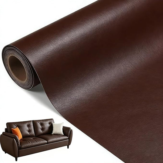 Hohylactic Leather Repair Patch 24x54 Inch, Self Adhesive Leather Repair Tape, Large Vinyl Repair Kit for Sofa Couch Furniture Car Seats, Strong Adhesion Scratch Resistant Easy Cut (Dark Brown)