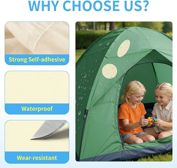 Waterproof Self-Adhesive Nylon Patches for Tent Repair Kit, 24pcs Outdoor Gear Tenacious Repair Tape, Fabric Patches for Clothes, Down Puffer Jacket, Tent, Sleeping Bag, Backpack, White