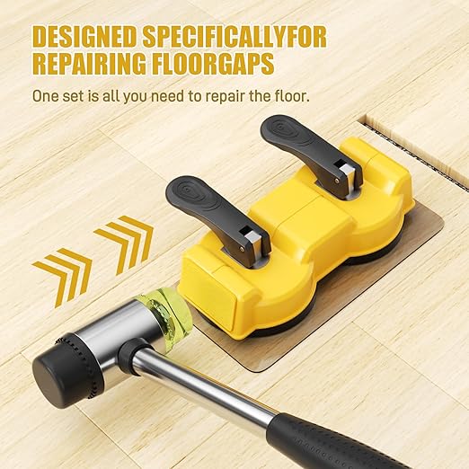 Laminate Floor Repair Kit – Double-Sided Heavy Duty Floor Gap Fixer Tool with Enhanced Suction Cup & 2 Pcs Adhesive Pads for Vinyl Plank, Hardwood & Tile – Close The Gaps, No More Tripping (1pc kit)