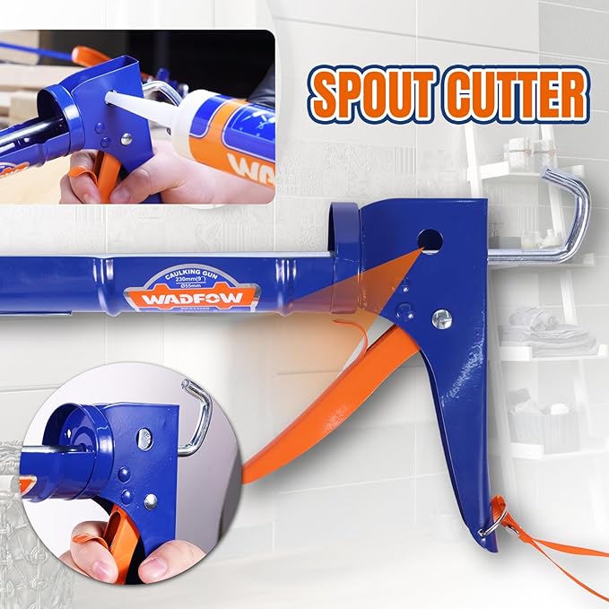WADFOW Caulking Gun, No Drip Caulk Gun,9" Drip Free Hand Caulking Gun with Comfort Grip,Smooth Round Rod for 10oz Caulk Tubes,WCG2309D,Blue