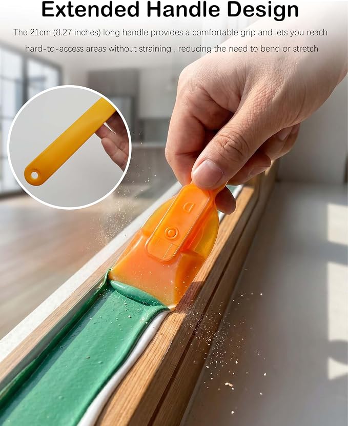 5 Sizes Rubber Caulking Tools Set | Caulk Spreader with Long Handle,Flexible Reusable Caulk Remover for Tile, Glass, Door, Window, Bathroom,Home Improvement