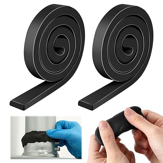 Moldable Silicone Putty, Non Hardening Multi Purpose Duct Seal Compound for Metal, Glass, Wood, Ceramic, Crafts, Heat Resistant and Waterproof, 1.5 ft x 0.32 in(Black,2 Pack)