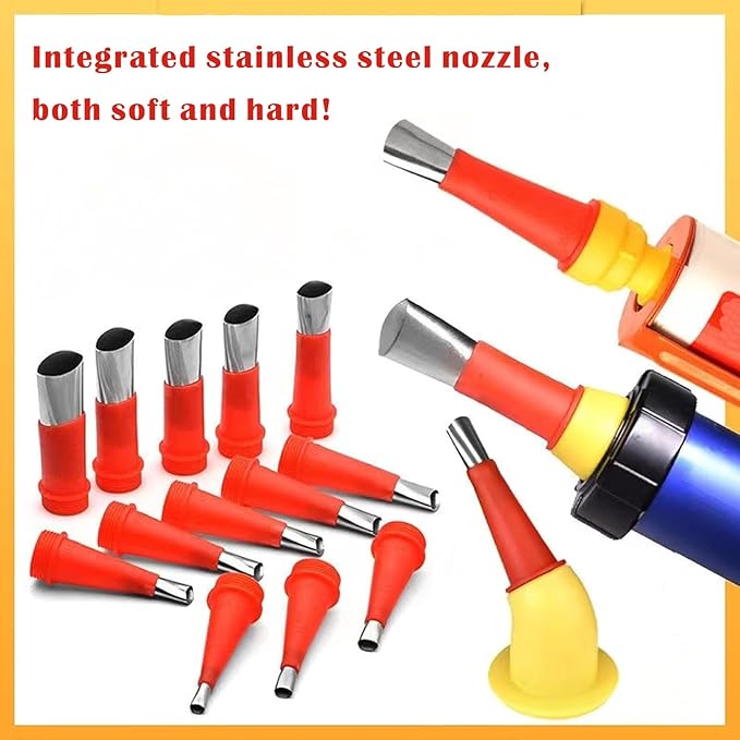 29PCS Universal Integrated Rubber Nozzle Tool Kit,Caulking Tips,Caulking Nozzles for Sausage Caulking Guns and Hard Glue Guns, Durable Stainless Steel Caulking Nozzles