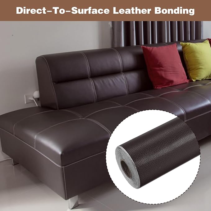 Large Leather Repair Patch - 17.7x177 inch Self-Adhesive Faux Leather Repair Tape Waterproof Vinyl Patches Tape for Furniture Sofas Couch Car Seats Decorative Home