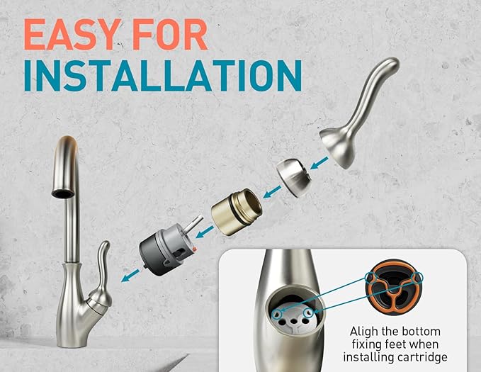 RP50587 Single Handle Compatible with Delta Repair Kit,Lavatory Kitchen Shower Faucet Valve Assembly,Works with DIAMOND Seal Technology Models Featuring a 36 mm Motion Cartridge, RP51503 Bonnet Nut