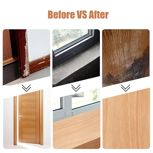 4" X33' Size Realistic Wood Grain Repair Tape, Self Adhesive Wood Grain Repair Patch for Tables, Chairs, Doors, Windows, Floors, Furniture Renovation, Handicraft DIY. & Plastic Scraper. Natural Oak
