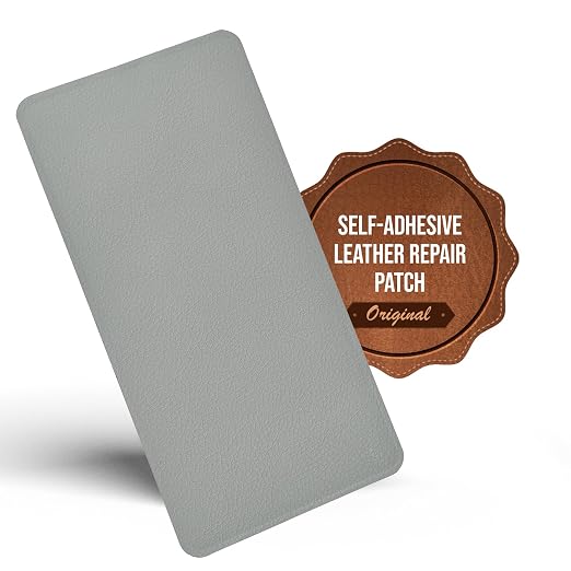 MastaPlasta Self-Adhesive Premium Leather Repair Patch. Light Gray 8in x 4in (20 x 10 cm). Your Instant Stick-On Upholstery-Quality Leather Repair Kit for Couches, Car Interiors, Bags & DIY