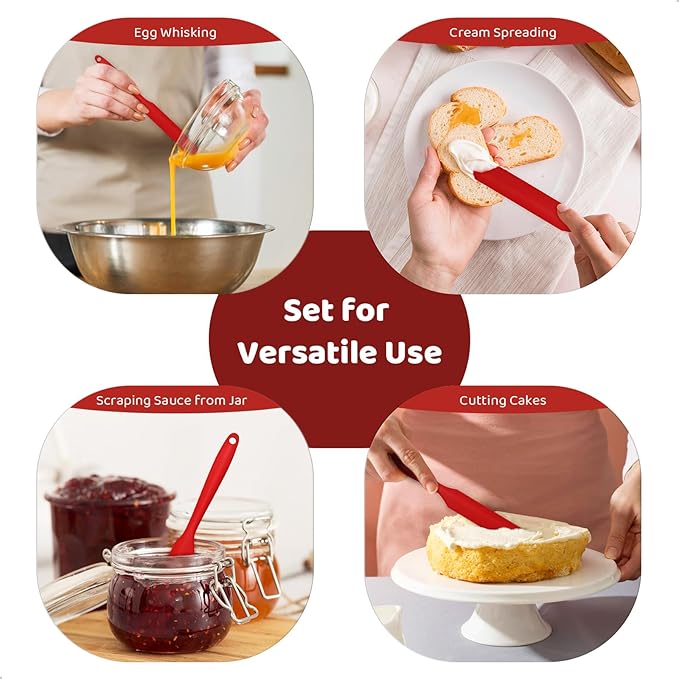 Silicone Jar Scraper with Long Handle, Jam Spreader for Peanut Butter, Kitchen Spatula for Baking and Cake Icing, Small Silicone Spatula, 2Pcs