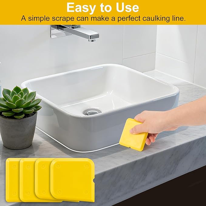 Goopreen 4 Pieces Silicone Caulking Tool Kit Sealant Caulk Finishing Tool for Washroom Kitchen Bathroom Caulk Sealant Sealing