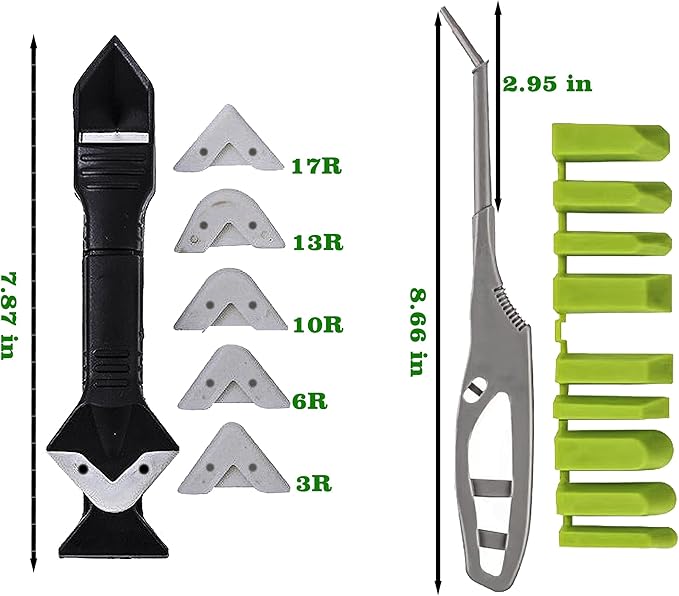 2 pieces 3-IN-1 Caulk Tool for Removal and Applicationl, Suitable for precision machining tools in bathrooms, kitchens, and other areas