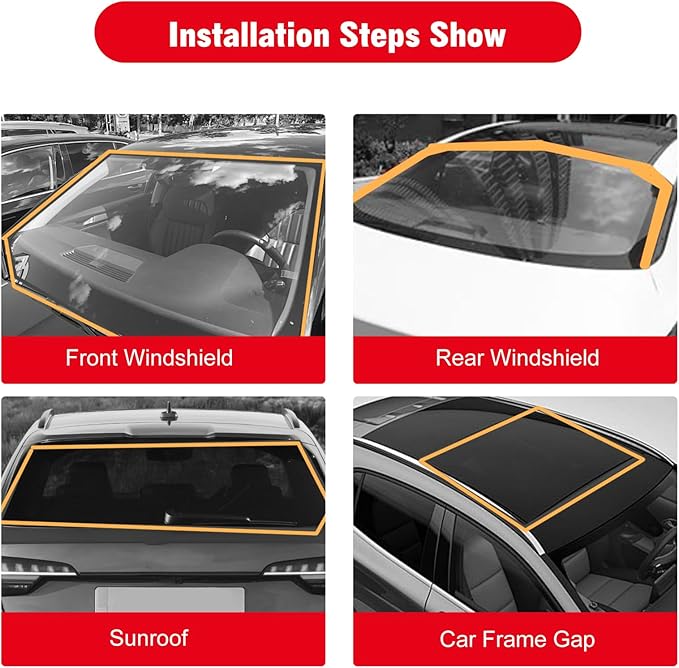 16.4Ft T Shape Sunroof Sealing Strip Windshield Rubber Seal Car Weather Stripping Trim for Car Front Rear Windshield, Molding，Tailgate Adhesive Rubber Seal Strip (30mm)