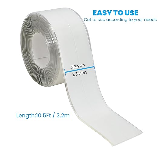 Clear Caulk Tape 2 Rolls Self Adhesive Waterproof Transparent Kitchen Sink Caulking Sealant Tape, Bathroom Caulk Strip for Sink, Toilet, Bath Tub, Countertop, Shower, Backsplash (Clear,1.5" x10.5Ft)