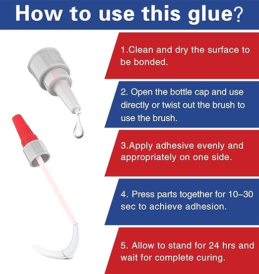 (2-in-1) Leather Glue with Brush Applicator & Nozzle,Adhesive for Purses,Sofas and Furniture,Leathercraft;InstantGlue Bonding Between Leathers,Waterproof Clear