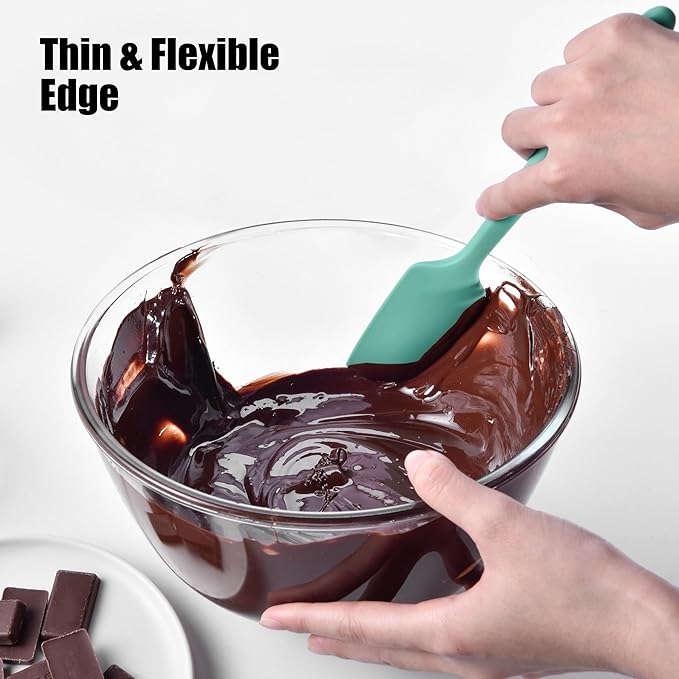 600°F Heat Resistant Small Spatula, Doosu Mini Food-Grade Silicone Bowl Scraper Compact Flexible Kitchen Cooking Baking Tool for Scraping Jar Jams Nut Butters & Mixing Stirring Sauce (Aqua Sky)