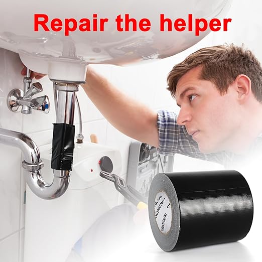 Duct Tape Heavy Duty,6 Inches x 55 Yards,9 Mil Thickness,Strong Industrial Strength,Flexible,No Residue,Waterproof and Tear by Hand,Multi-Use for Indoor & Outdoor Repairs(Black)