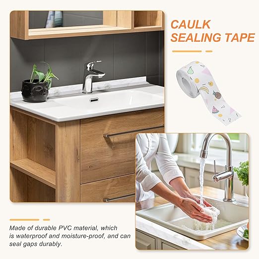 PATIKIL Caulk Tape Waterproof Self Adhesive, PVC Toilet Caulking Sealant Strip Bathtub Caulk Sealing Strip Tape for Bathroom Kitchen Countertop, Summer (1.5 Inch x 10.5 Ft)