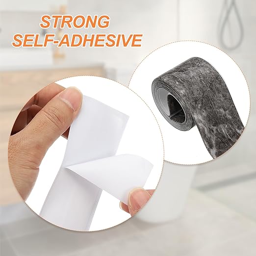 PATIKIL Caulk Tape Waterproof Self Adhesive, PVC Toilet Caulking Sealant Strip Bathtub Caulk Sealing Strip Tape for Bathroom Kitchen Countertop, Ink Painting (1.5 Inch x 5 Ft)