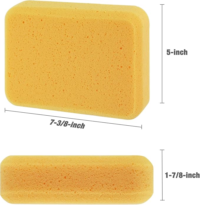 Goldblatt 4" x 12" Grout Float with 3 Pack Sponges for Grout Cleaning - Molded Rubber Grout Float, Floor & Tile Grout Tools with Soft-Grip Handle for Masonry, Drywall, Concrete, Stucco