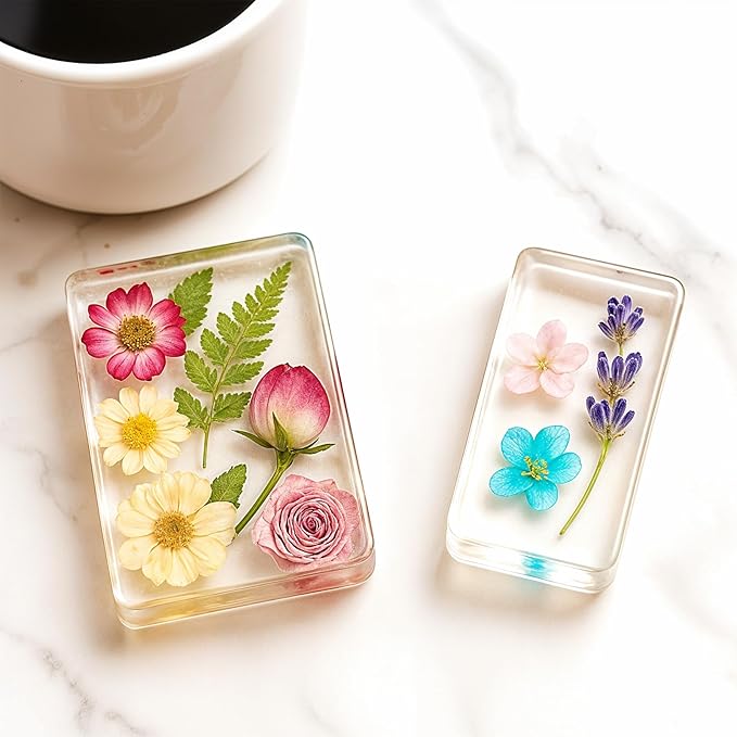 12 Pcs Epoxy Resin Molds Silicone Kit, 12 Sizes Square Rectangle Silicone Molds for Resin, Soaps, Dried Flowers, Bookends, Specimens, DIY Handicrafts (White)