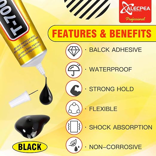 ALECPEA Upgrade T-7000 Black Adhesive Glue - 2PCS 110ml | High-Performance Waterproof Adhesive for Precision Repairs, Perfect for Phone, Electronics, Jewelry, and Crafts