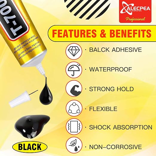 ALECPEA Upgrade T-7000 Black Adhesive Glue - 110ml | High-Performance Waterproof Adhesive for Precision Repairs, Perfect for Phone, Electronics, Jewelry, and Crafts