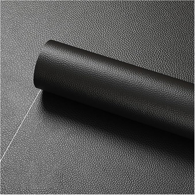 Faux Leather Repair Patch 19.7 × 197In,Black Self - Adhesive Leather Repair, 2.5MM Thick Upholstery Leather for Upholstery Crafts, DIY Sewing, Sofas, Furniture, Car Seats, Chairs(1Pcs)