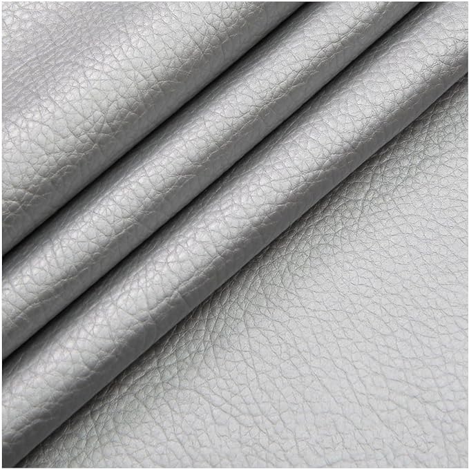 Self Adhesive Leather PU Fabric Leather Repair Patch 100x138cm Multicolor Available Anti Scratch Leather Tape Upholstery Vinyl Sticker for Couch Sofas Furniture Drivers Seat(Silvery)