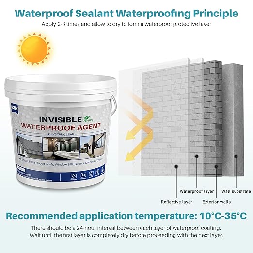 2000g Transparent Waterproof Coating Agent, Clear Waterproof Sealant Repair Leak for Roof, Bathroom, Indoor and Outdoor Water Proof Coating Sealant