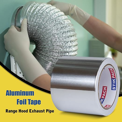 Aluminum Foil Tape 4 inch x 60ft (20 Yards) Heavy Duty HVAC Duct Tape for Ductwork – High Temperature Silver Foil Tape for Insulation, Metal Repair, Exhaust Sealing & Patching
