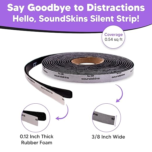 Soundskins Silent Insulation Strip Sound Deadening Closed Cell Acoustic Foam Tape SSK-Strip Rubber Closed Cell Foam, 1 Roll (3/8" Wide)