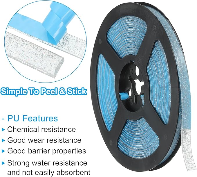 PATIKIL Caulking Trim Strip, 20 FT Corner Peel and Stick Wall Molding Edging Waterproof Self-Adhesive Trim Caulk Strip for Floor Countertop Toilet Tile Tub, Silver