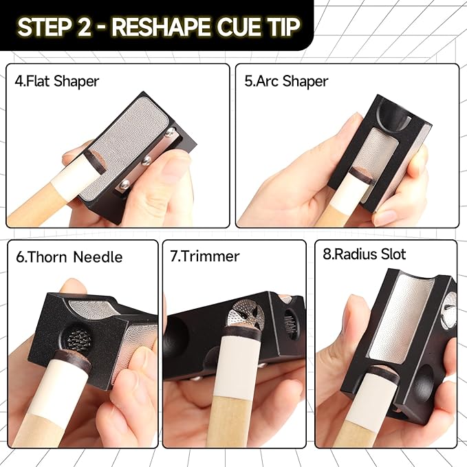 GSE Games & Sports Expert Billiard Pool Cue Tip Tool, Stick Scuffer/Shaper/Aerator/Joint Protector Tool, Billiard Accessories